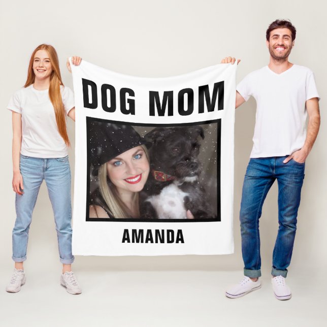 Personalized Dog Mom Custom Photo Fleece Blanket (In Situ)