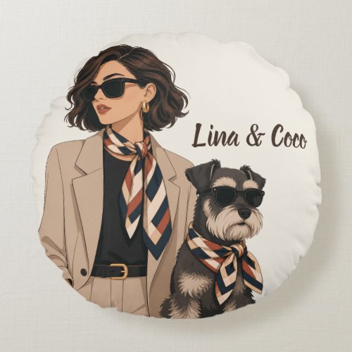 "Personalized Dog Mom Gift" "Custom Pet Owner  Round Pillow