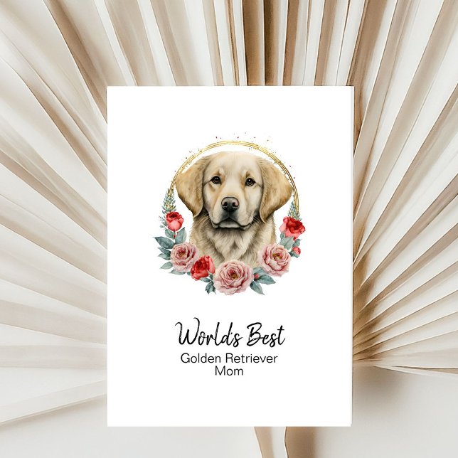 Personalized Dog Mom Golden Retriever Mother's Day Holiday Card (All text is editable - personalize further with message inside / delete for a hand-written greeting)