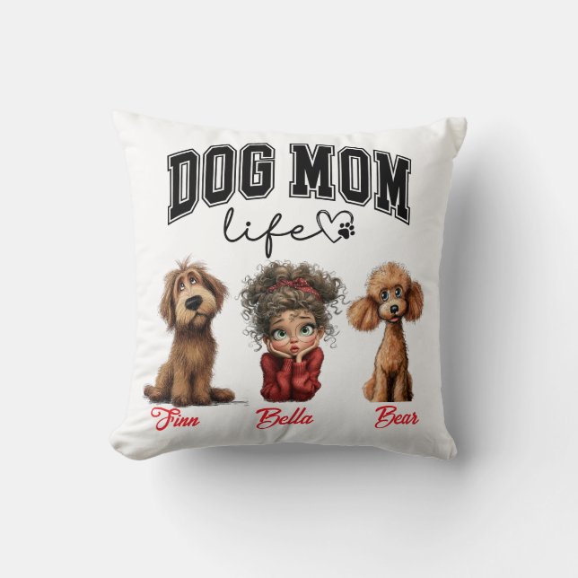 Personalized Dog Mom – Happy Mother’s Day Throw Pillow (Front)