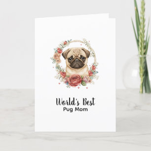 Personalized Dog Mom Pet Pug Mother's Day Holiday Card