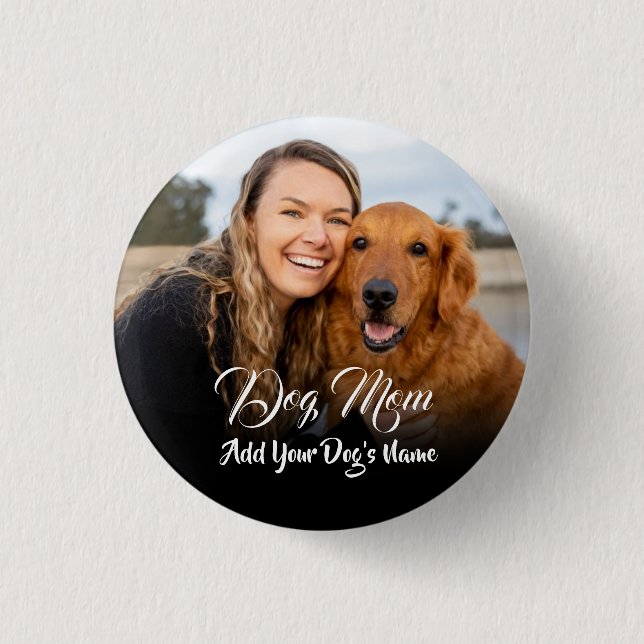 Personalized Dog Mom Photo Locket Button (Front)