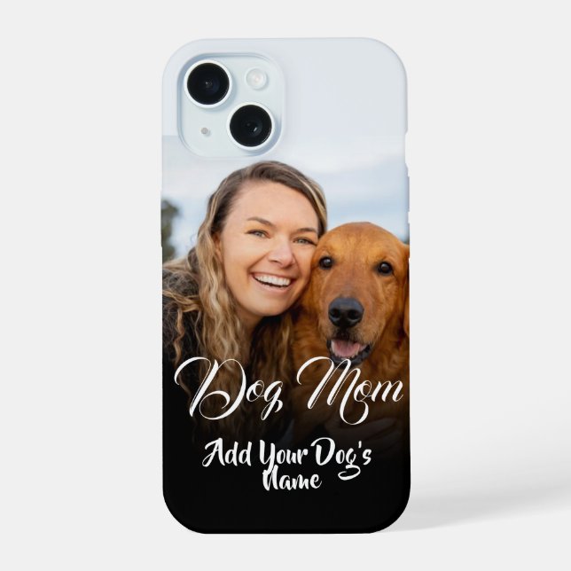 Personalized Dog Mom Photo Locket iPhone 15 Case (Back)