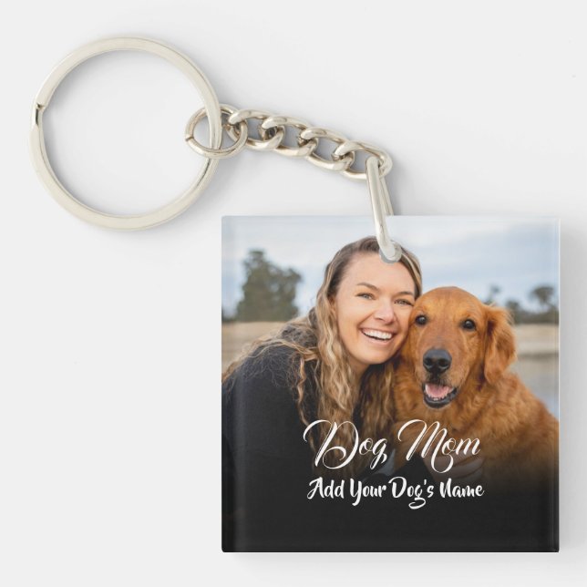 Personalized Dog Mom Photo Locket Keychain (Front)