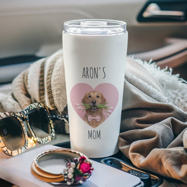 Personalized Dog Mom Travel Mug | Custom Dog Photo Insulated Tumbler (Creator Uploaded)