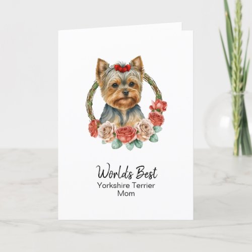 Personalized Dog Mom Yorkshire Terrier Mothers Day Holiday Card