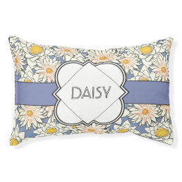 Personalized Dog Name And Daisy Pattern Pet Bed
