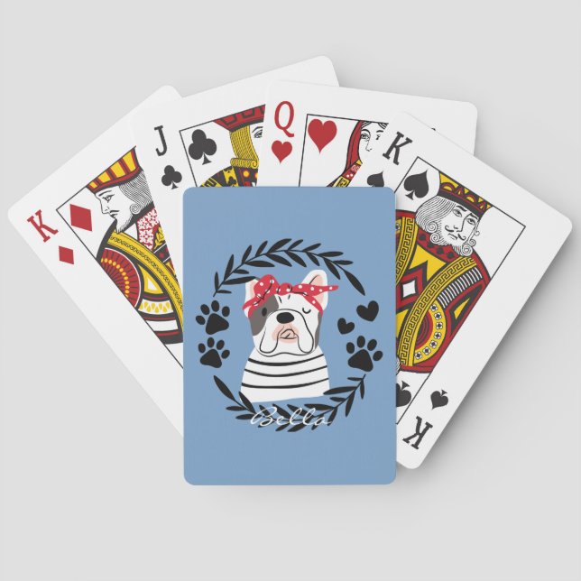 Personalized Dog Name Bulldog Poker Cards (Back)