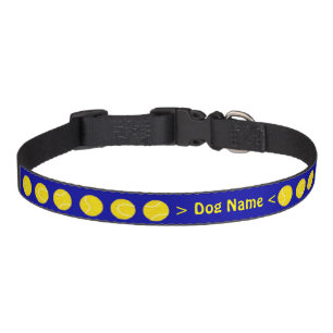 Personalized dog name collar, blue / tennis balls pet collar
