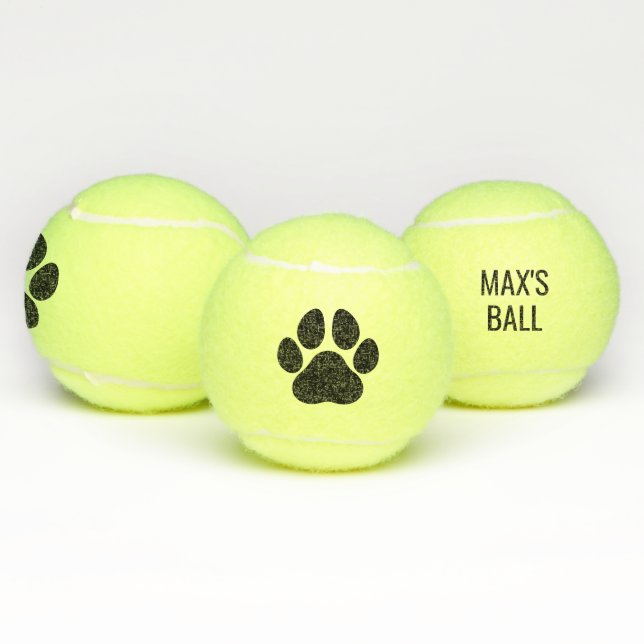 Personalized Dog Name Paw  Tennis Balls (Multi)