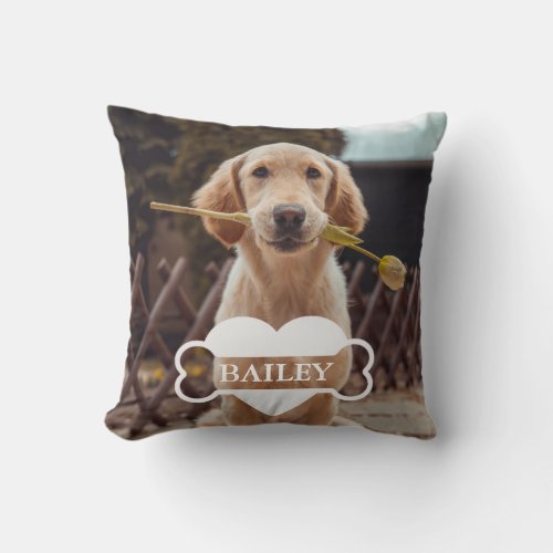 Personalized Dog Name Pet Photo Keepsake  Throw Pillow