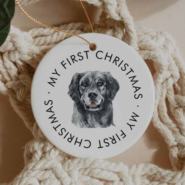 Personalized Dog Name Retriever My First Christmas Ceramic Ornament (Creator Uploaded)