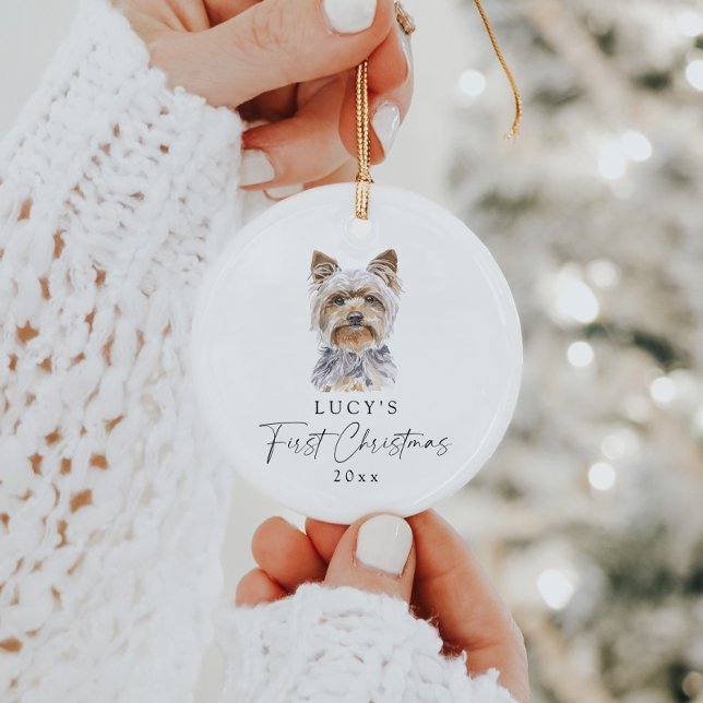 Personalized Dog Name Yorkie My First Christmas Ceramic Ornament (Creator Uploaded)