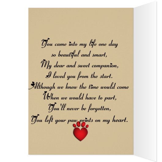 Personalized Dog or Cat Beige Memorial (Inside (Left))