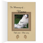 Personalized Dog or Cat Beige Memorial (Inside (Right))