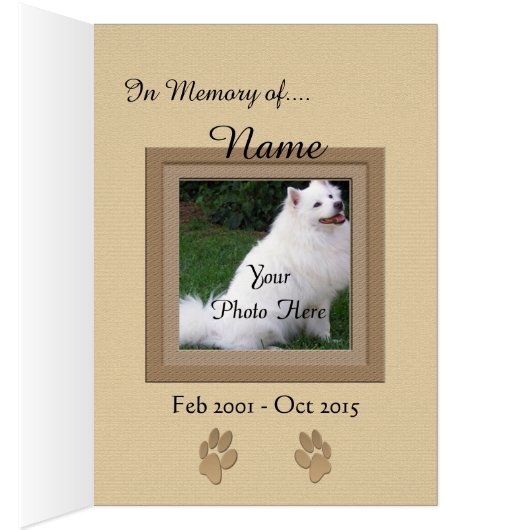 Personalized Dog or Cat Beige Memorial (Inside (Right))