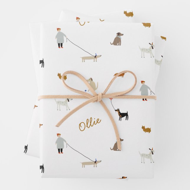 Personalized Dog Party Wrapping Paper Sheet Set (In situ)