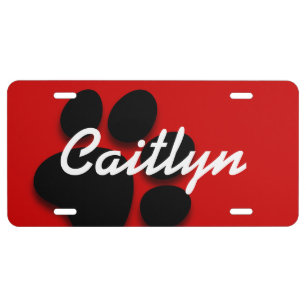 Personalized Dog Paw Custom Name V04 License Plate