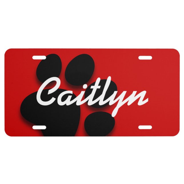Personalized Dog Paw Custom Name V04 License Plate (Front)