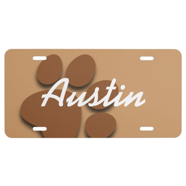 Personalized Dog Paw Custom Name V05 License Plate (Front)