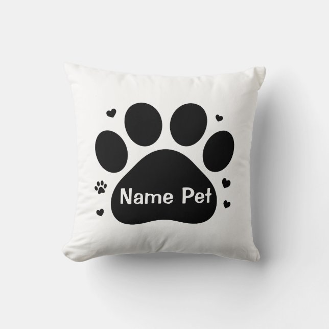 Personalized Dog Paw Custom Pet Name Home Decor Throw Pillow (Front)