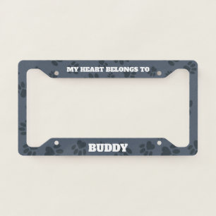 Personalized Dog Paw Grey Pattern License Plate Frame