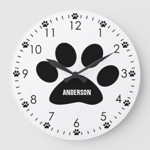 Personalized Dog Paw Large Clock