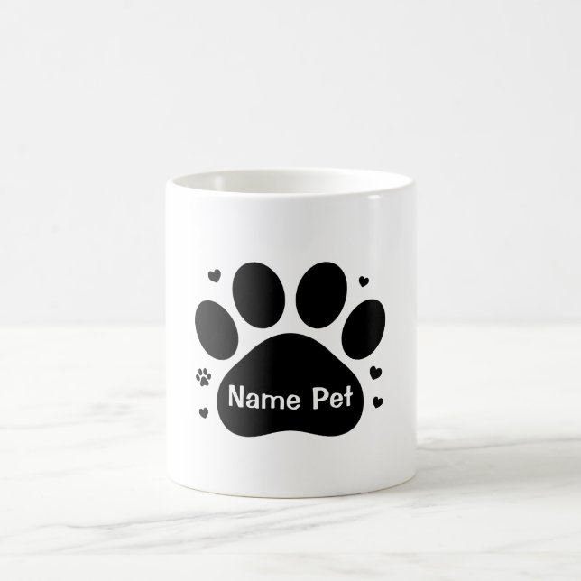 Personalized Dog Paw Print Custom Pet Name Gift Coffee Mug (Center)