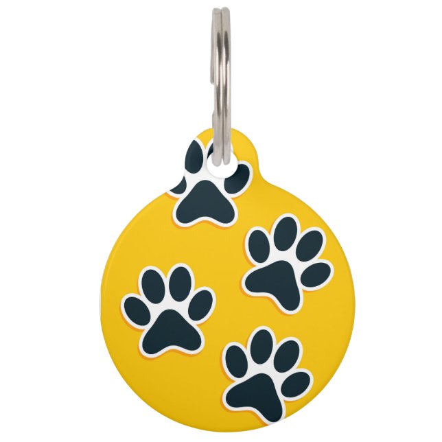 Personalized Dog Paw Print Design Pet Tag (Front)