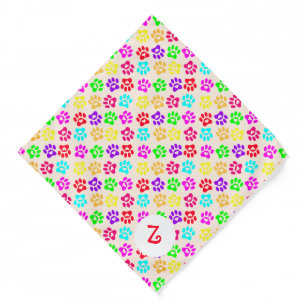 Personalized Dog Paw Print Pattern Bandana
