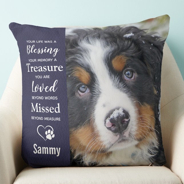 Personalized Dog Pet Memorial Pet Loss 2 Photo Throw Pillow (Creator Uploaded)