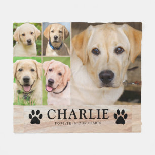 Personalized Dog Pet Memorial Photo Keepsake Fleece Blanket