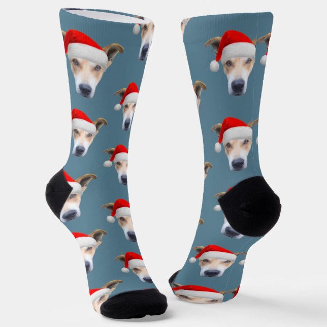 Personalized Dog Pet Photo Christmas Socks (Angled)