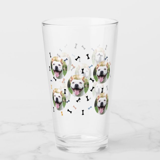 Personalized Dog Pet Photo Collage Glass Cup (Front)