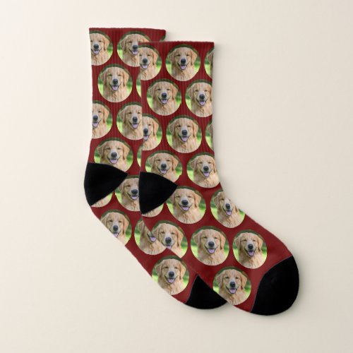 Personalized Dog Pet Photo Collage Red Socks