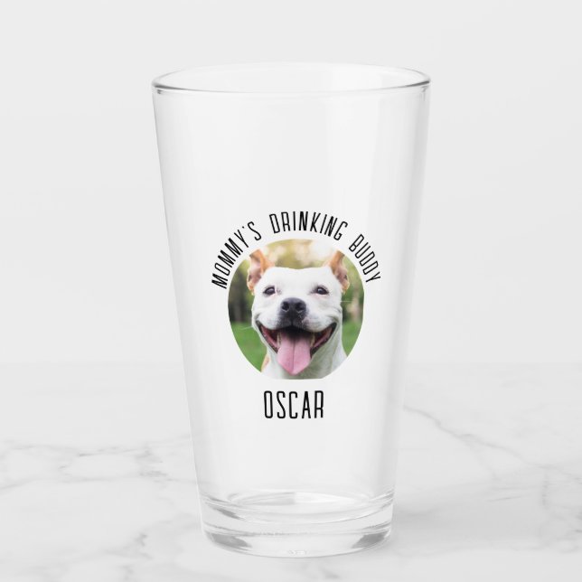 Personalized Dog Pet Photo Glass Cup (Front)