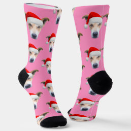 Personalized Dog Pet Photo Pink Socks