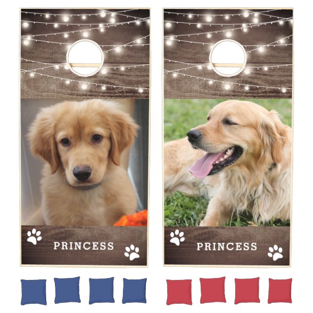 Personalized Dog Pet Photo String Lights Cornhole Set (Set)