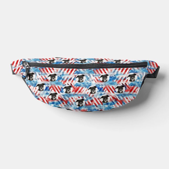Personalized Dog Photo American Flag Pattern Fanny Pack (Lay Down)