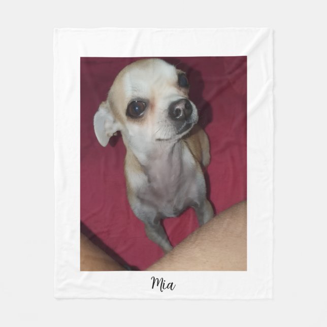 Personalized Dog Photo And Name Custom  Fleece Blanket (Front)