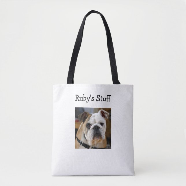 Personalized Dog Photo and Name Tote Bag (Front)