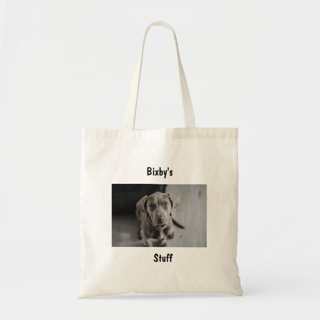 Personalized Dog Photo and Name Tote Bag (Front)
