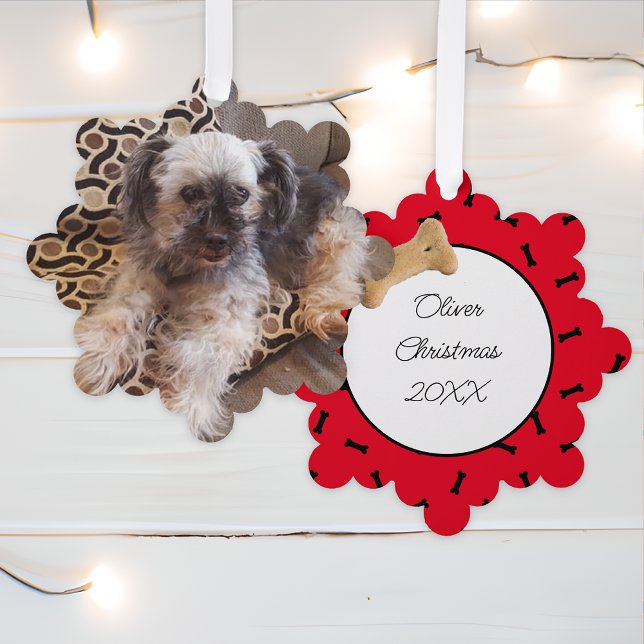 Personalized Dog Photo Christmas Ornament Card (Creator Uploaded)
