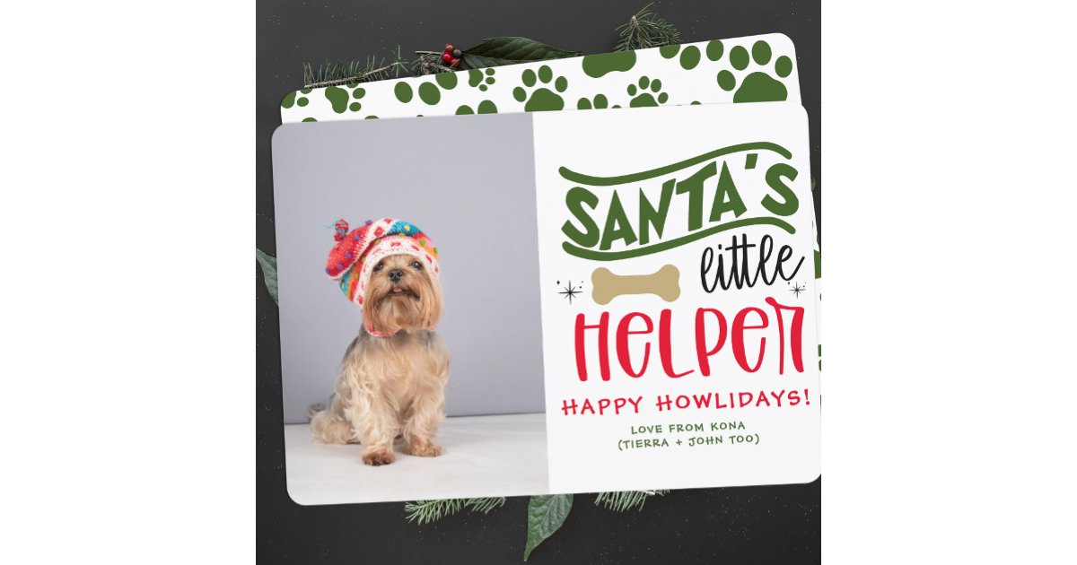 Personalized Dog Photo Christmas Picture Custom Holiday Card | Zazzle
