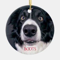Personalized Dog Photo Christmas Tree Ceramic Ornament