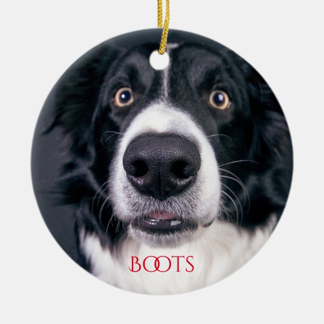 Personalized Dog Photo Christmas Tree Ceramic Ornament (Front)