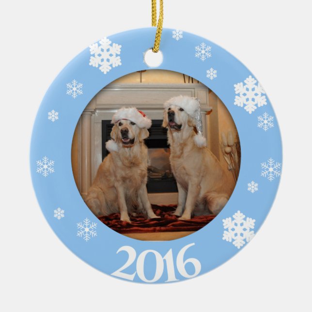 Personalized Dog Photo Christmas Tree Ornament (Front)