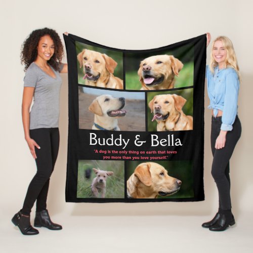 Personalized Dog Photo Collage Fleece Blanket