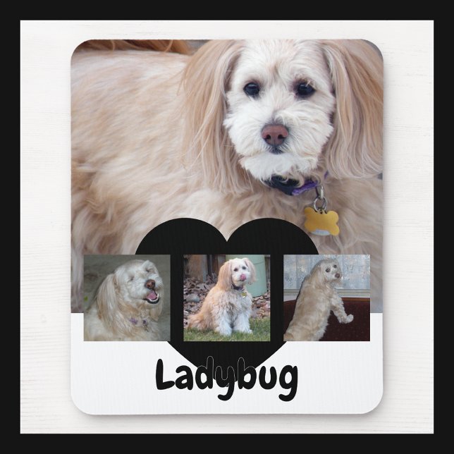 Personalized Dog Photo Collage with Custom Name Mouse Pad (Creator Uploaded)