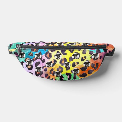 Personalized Dog Photo Colorful Leopard Pattern Fanny Pack